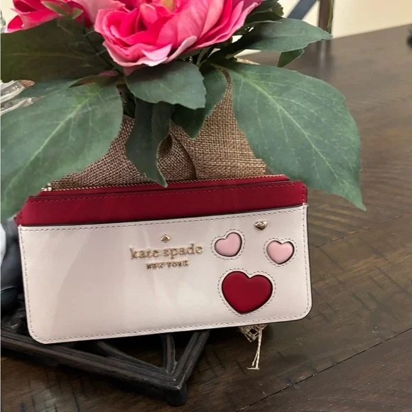 Kate Spade Heart Print Wallet/Card Holder & matching Cosmetic Bag. Sold as set. - Picture 2 of 10